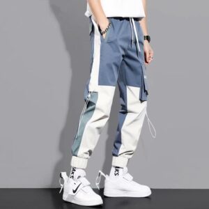 Men’s Versatile Ankle-tied Stitching Drawstring Thin Casual Pants