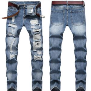 Men’s Classic Blue With Holes Jeans