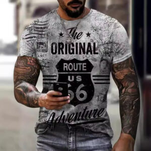 2024 Men’s Fashion Printed Sports Summer Casual Stretch Crew Neck T-shirt