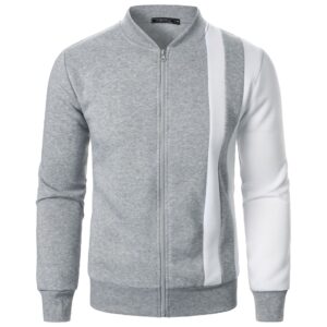 Zipped Stand Collar Multicolor Hoodie Casual Jacket