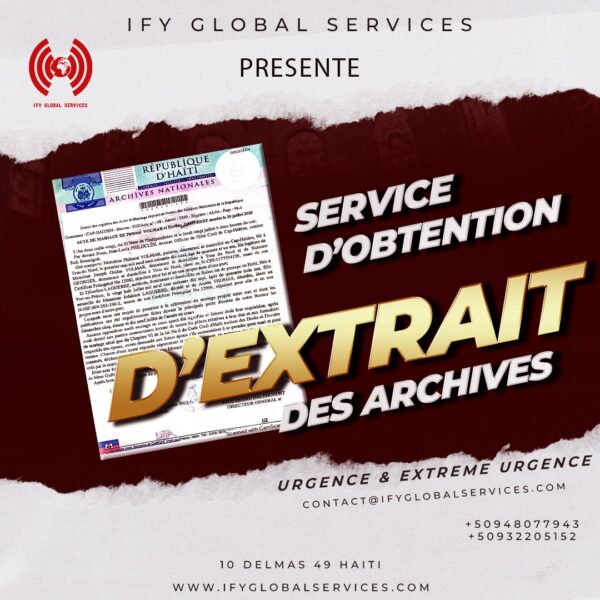 Service d'Obtention d'Extrait des Archives  - IFY Global Services